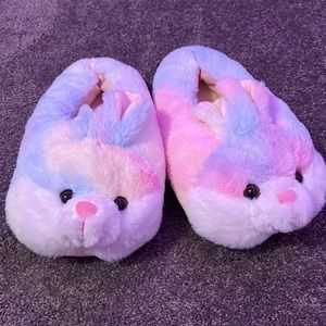 Adorable rainbow colored bunny slippers!